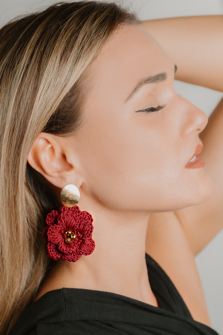Dramatic Red Flower Earrings