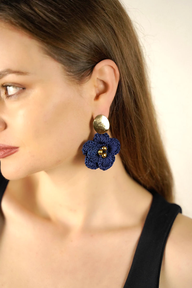Deep Blue Flower Earrings