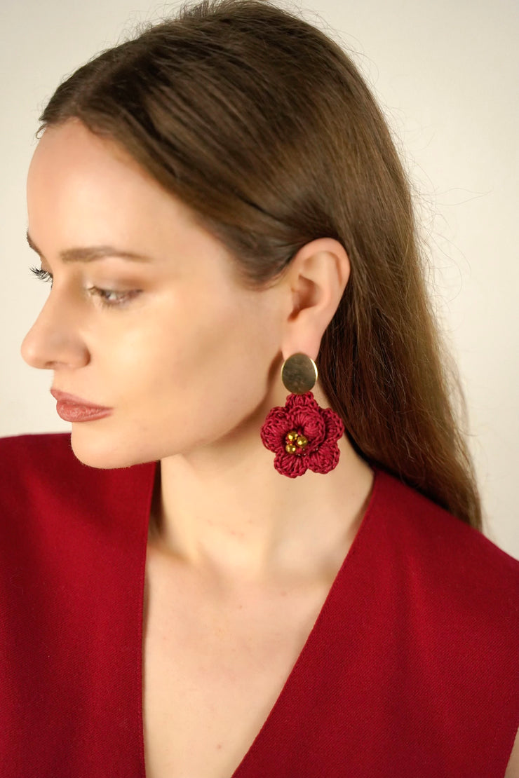 Dramatic Red Flower Earrings