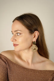 Sophisticated Beige Flower Earrings