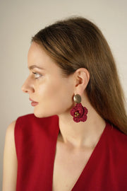 Passionate Red Flower Earrings