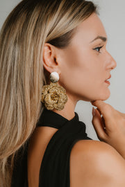 Dramatic Golden Flower Earrings