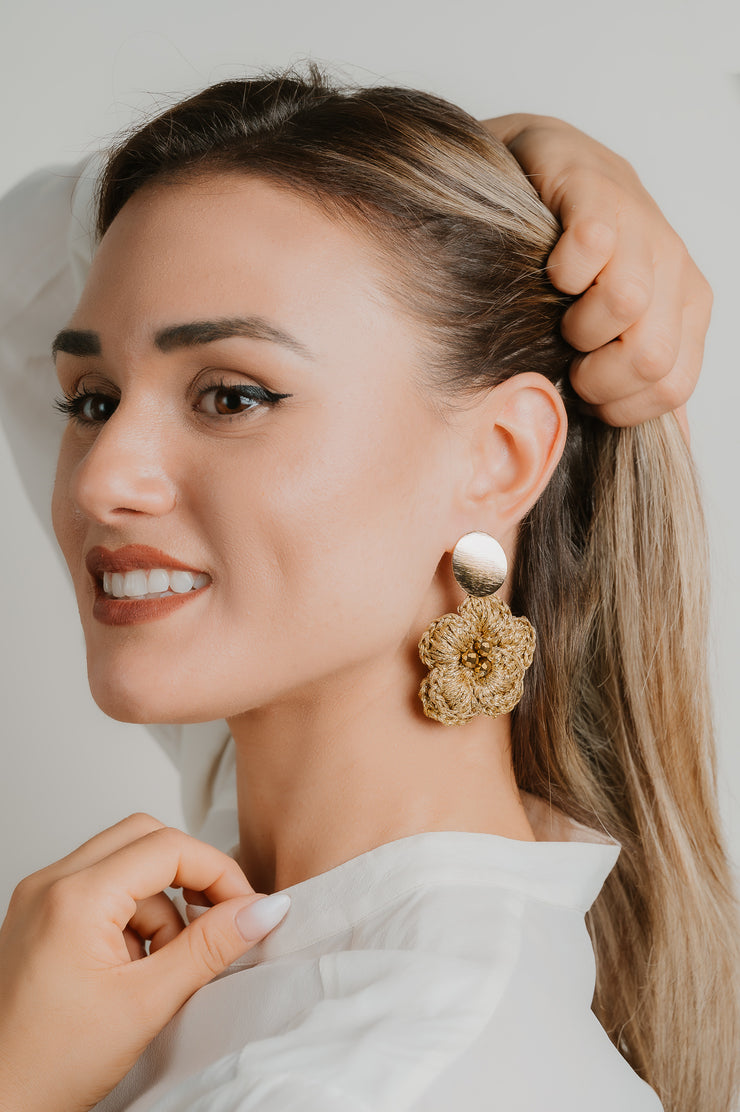 Luxurious Golden Flower Earrings