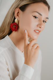 Passionate Red Flower Earrings