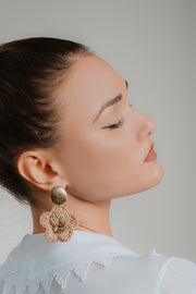 Sophisticated Beige Flower Earrings