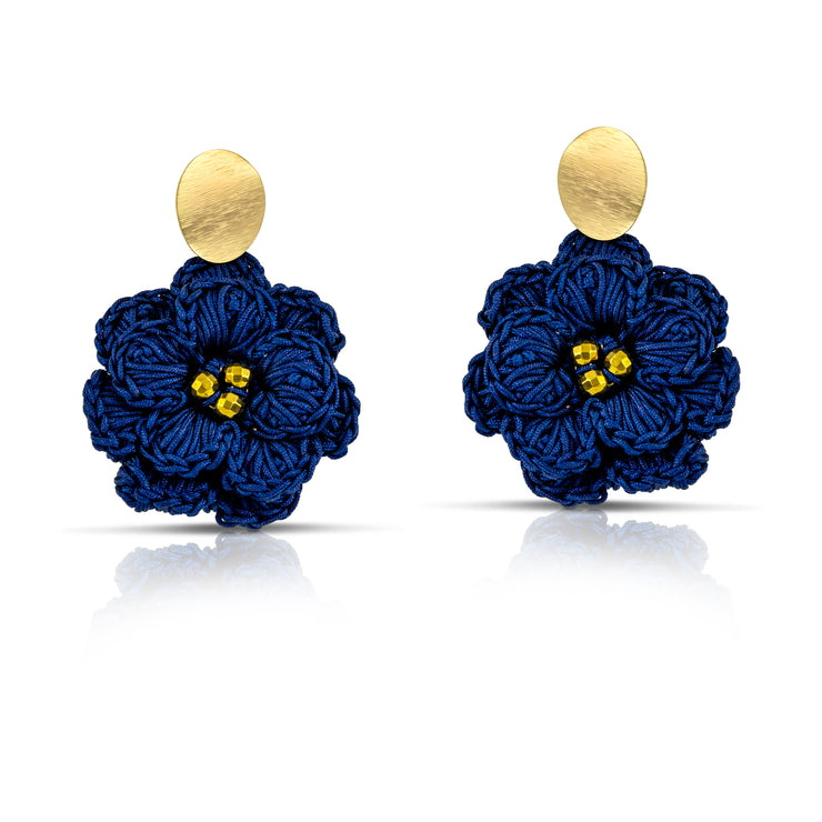 Dramatic Blue Flower Earrings