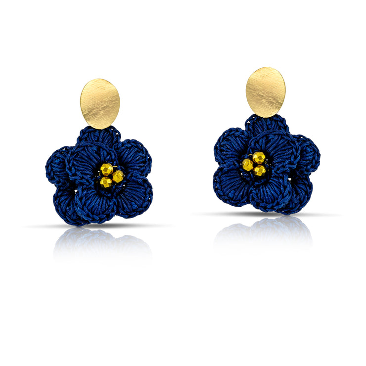 Deep Blue Flower Earrings