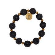  faceted hemative and black lava statement bracelet