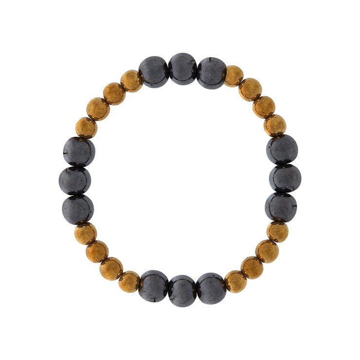 Bracelet with two-tones and sizes of hematite beads