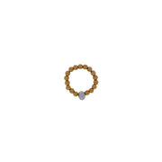 Gold tone beaded ring with plated crystal cut glass focal