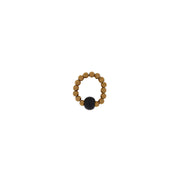 Gold tone beaded ring with ceramic focal